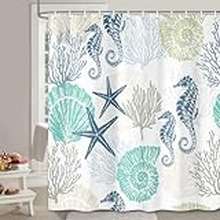 Brown Seashells Shower Curtain, Beach Theme Ocean Decor, Coastal Sealife  Nautical Bathroom, Rings Included 