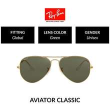 Ray Ban Aviator Small Green Classic G-15 Pilot Unisex Sunglasses RB3044  L0207 52
