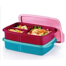 Tupperware Yellow Purple Reheatable 3 Divides Microwaveable Bento Lunch Box  1.0L