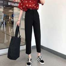 💋Ready Stock💋 Women Formal Pants High Waits Straight Office Wear Ladies  Work Loose Suit Pants Black Trousers