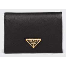 Prada Blue Vitello Move Leather Triangle Logo Card Case Wallet 1MC122 
