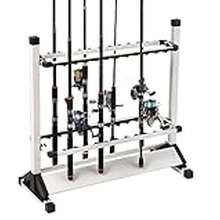 Jorazor Fishing Rod Rack,Fishing Rod Holder,24 Slots to Hold Fresh Salt  Water Spinning Rods & Reel Combo,Lightweight Aluminum Vertical Fish Pole  Garage Storage Ground Display Stand (Blue)