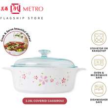 Corningware Pyroceram Classic Casserole Dish with Glass Cover, White,  Round, 3.5 Quart, 3.25 Liter (Large)